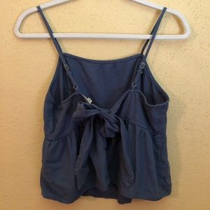 Spaghetti strap bow tie back linen top